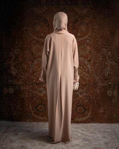 Inara Nude Pleated Sleeve Essential Closed Abaya