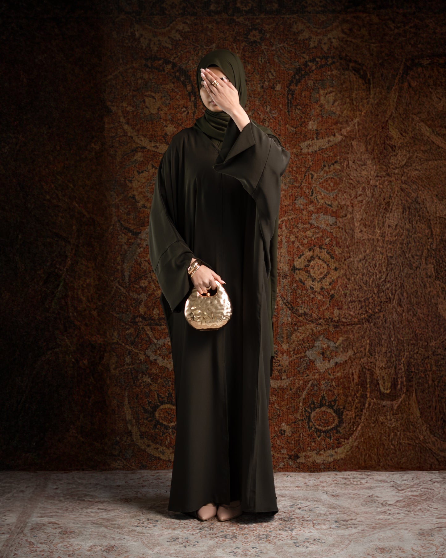 Hana Olive Tie-Back Essential Abaya