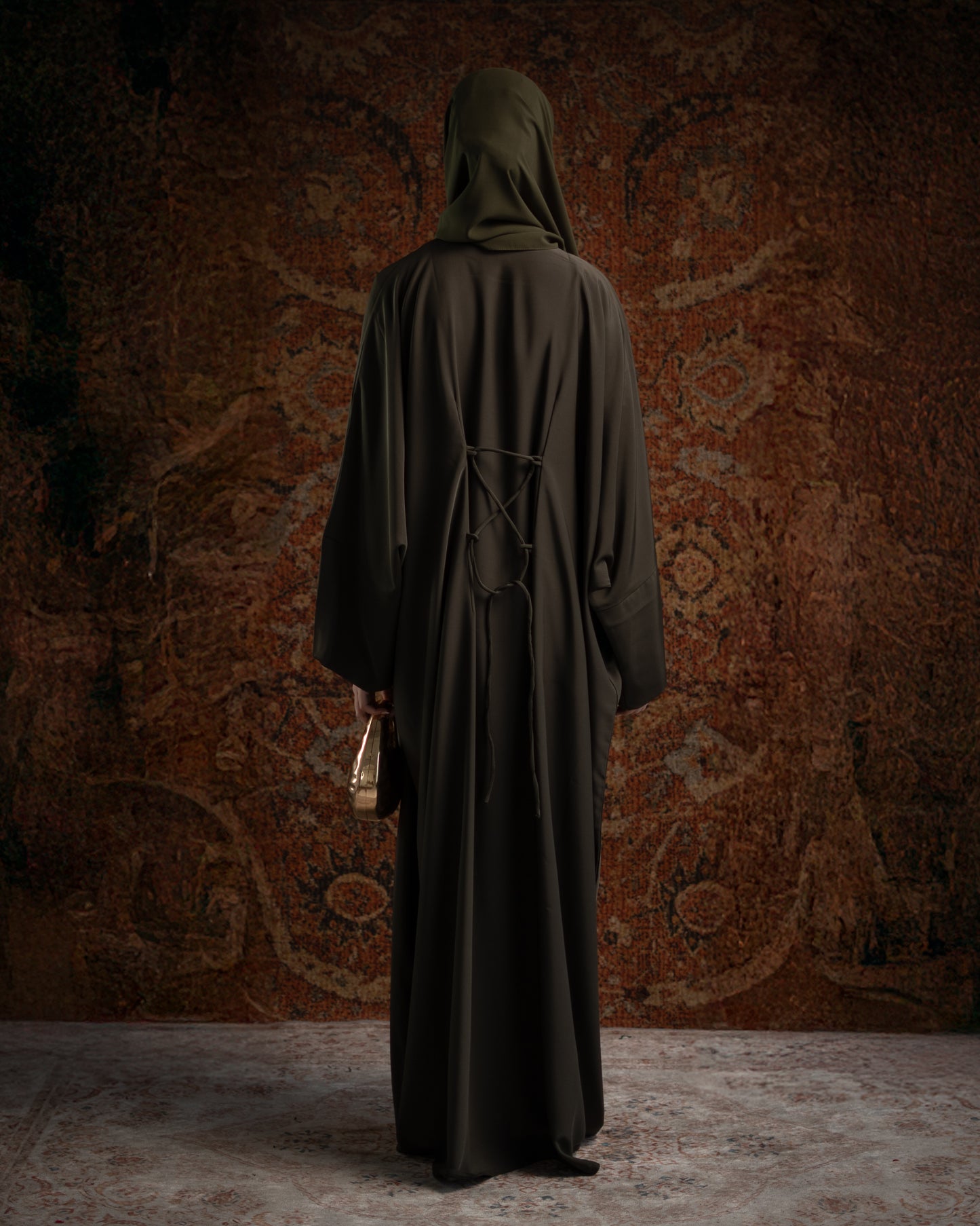 Hana Olive Tie-Back Essential Abaya
