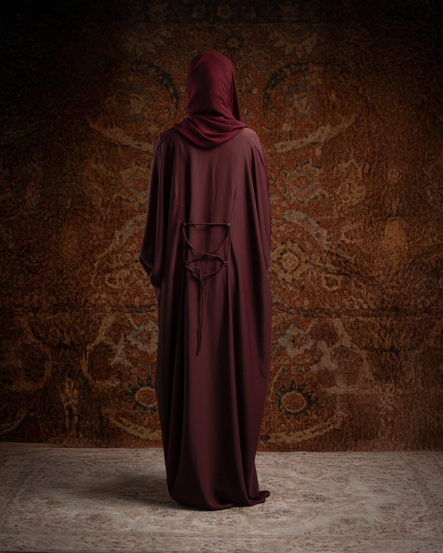 Hana Plum Tie-Back Essential Abaya