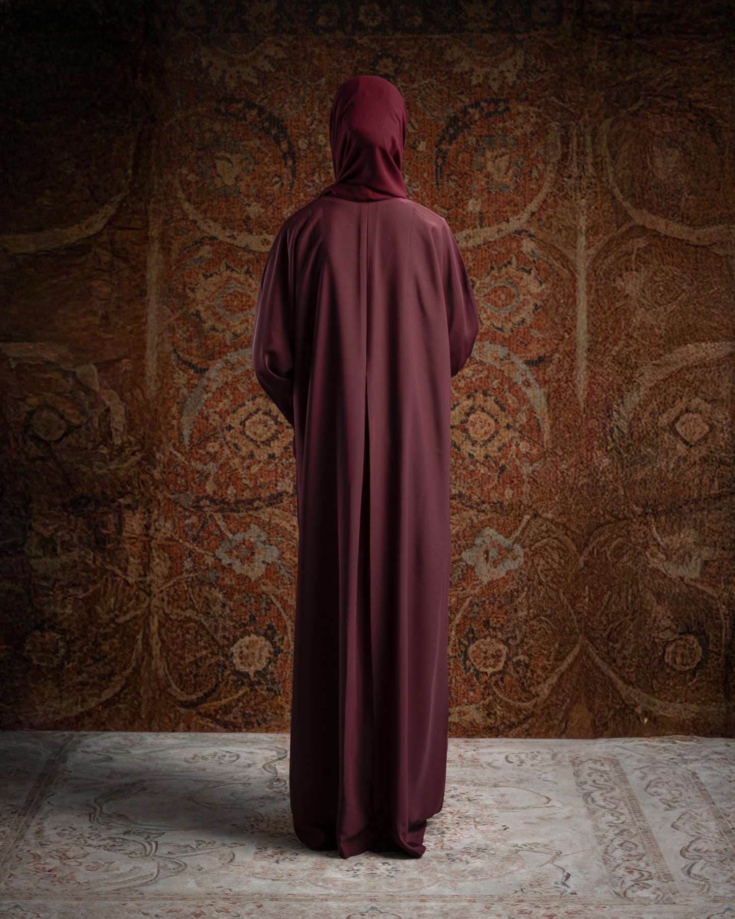 Inara Plum Pleated Sleeve Essential Closed Abaya