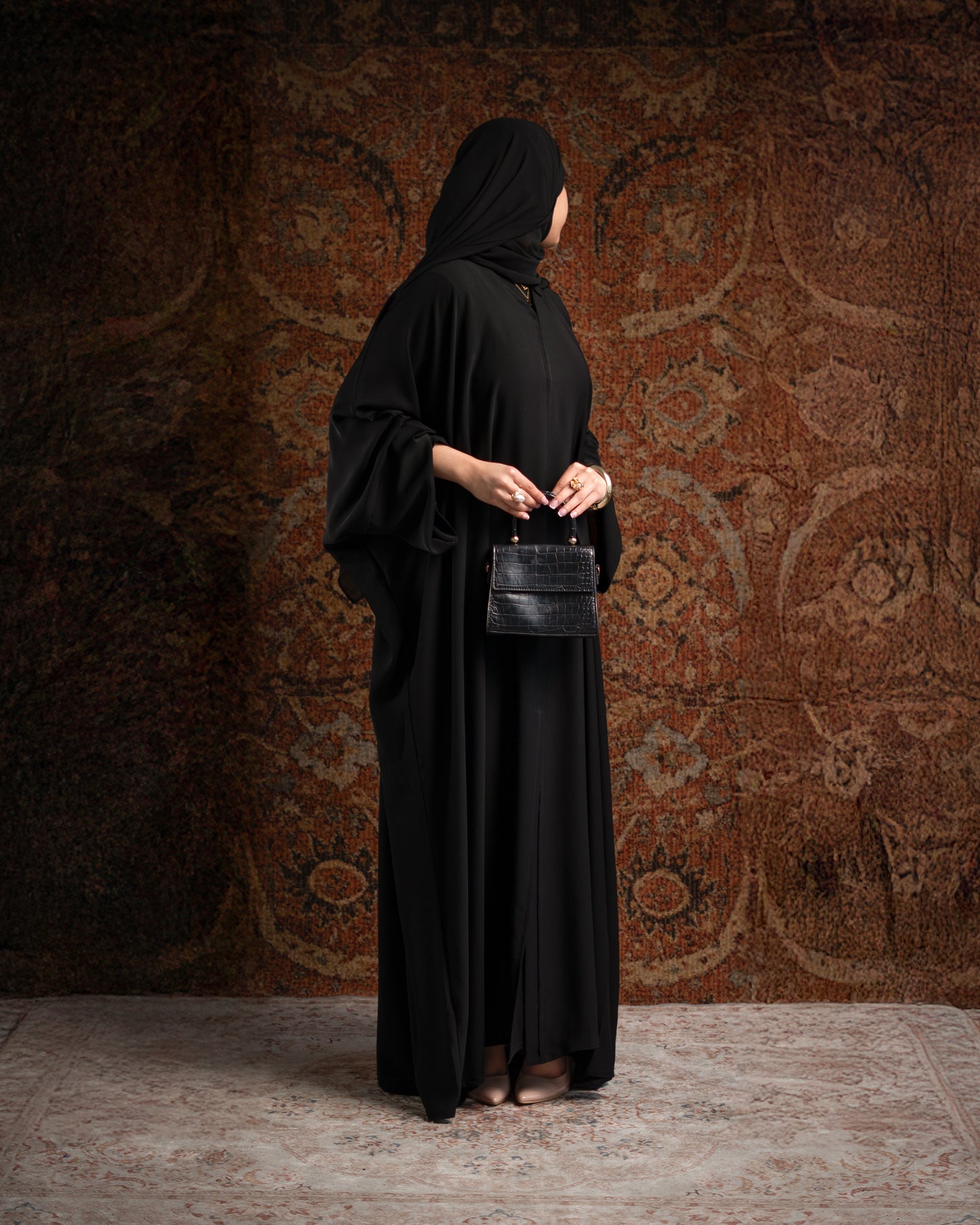 Hana Black Tie-Back Essential Abaya