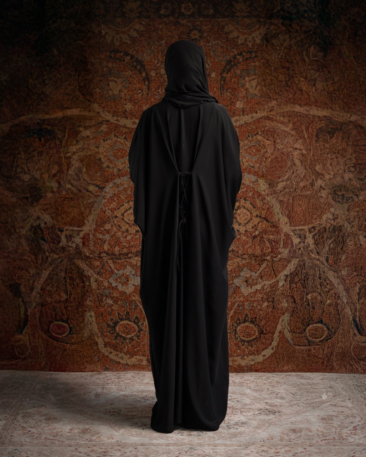 Hana Black Tie-Back Essential Abaya