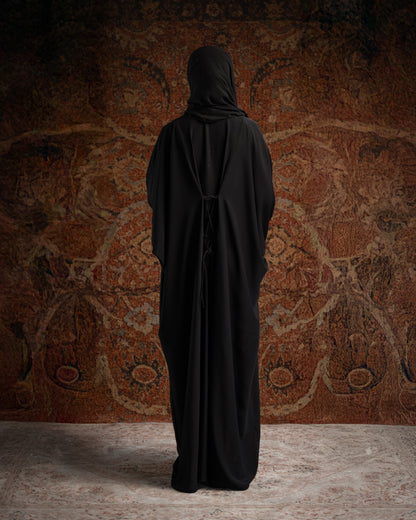 Hana Black Tie-Back Essential Abaya