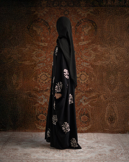 Emara Black Butterfly Pearl Embroidered Abaya