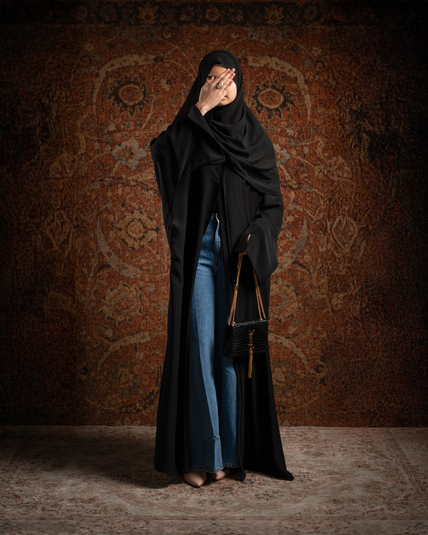 Hana Black Tie-Back Essential Abaya