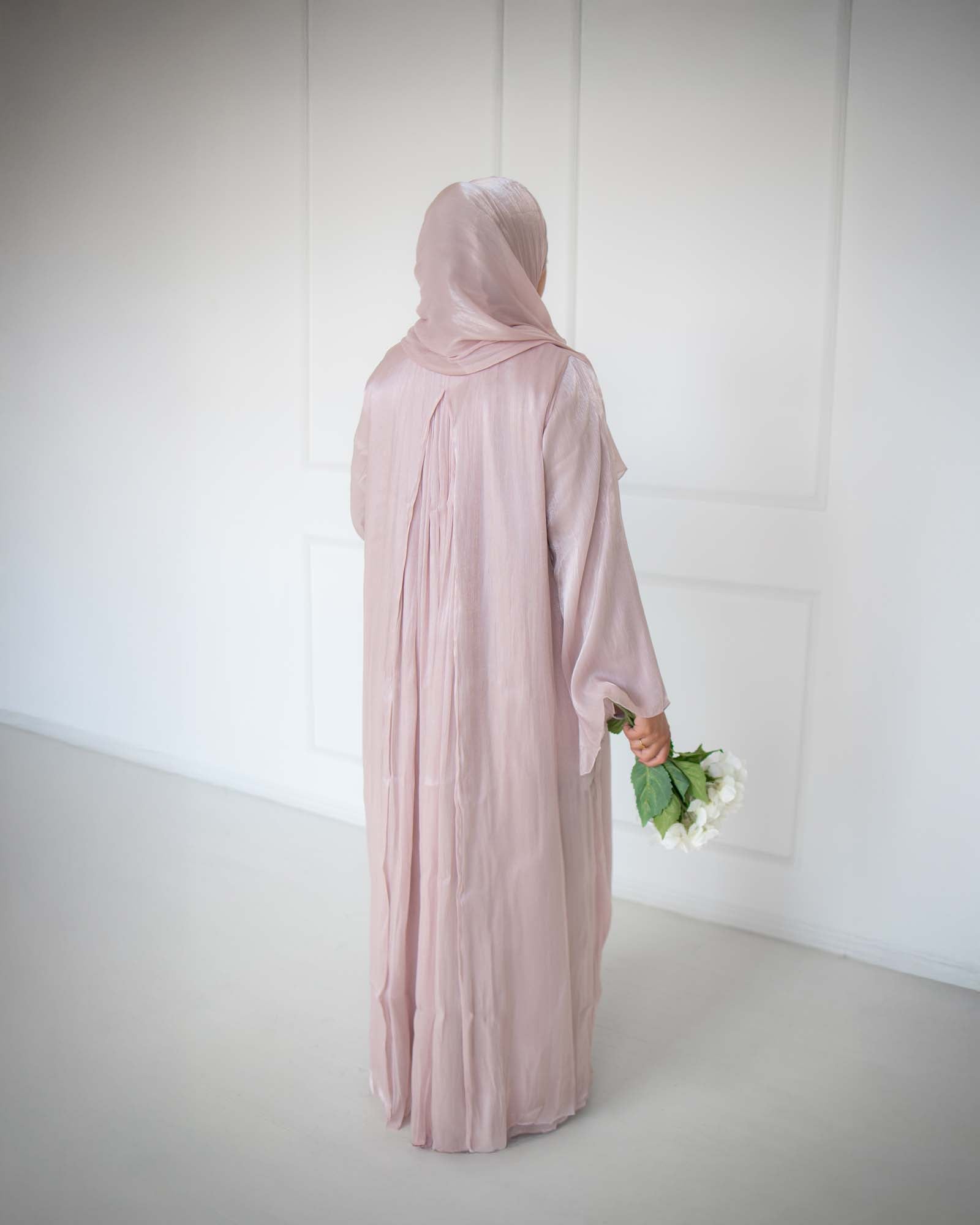 Reema Champagne Princess Organza Abaya | occasion abayas | back full view