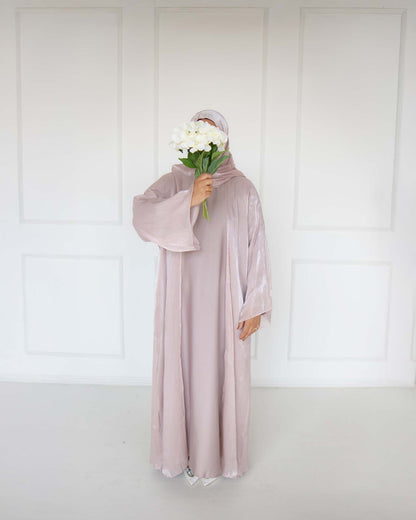 Reema Champagne Princess Organza Abaya | occasion abayas | front view