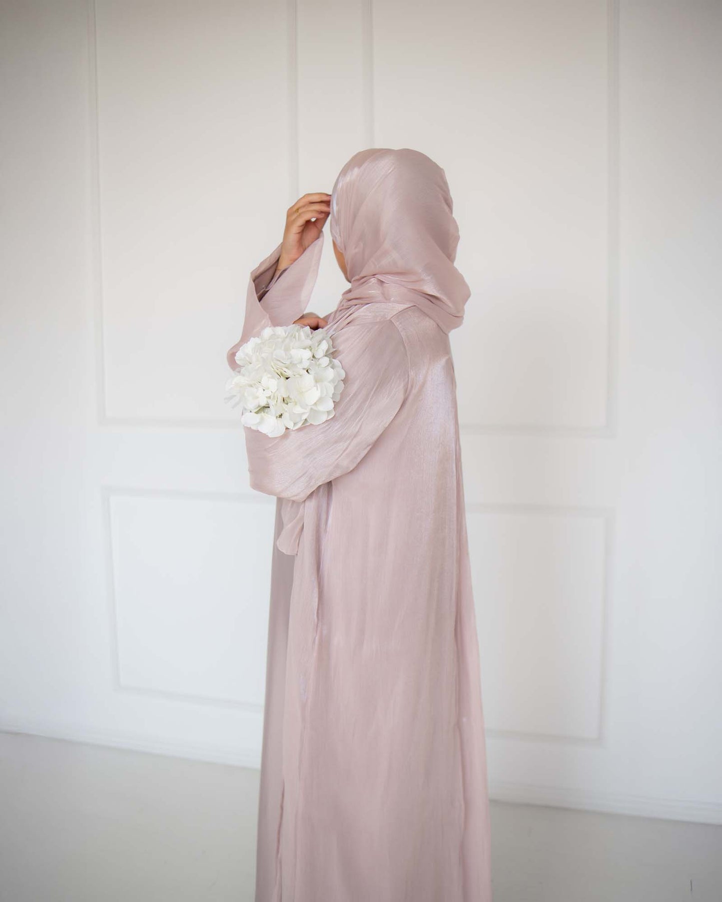 Reema Champagne Princess Organza Abaya | occasion abayas | right full view