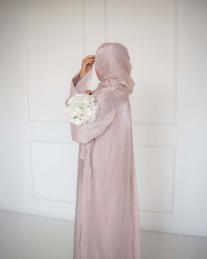 Reema Champagne Princess Organza Abaya | occasion abayas | right full view