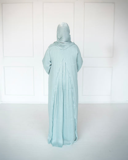 Reema Light Mint Princess Organza Abaya | occasion abayas | back view