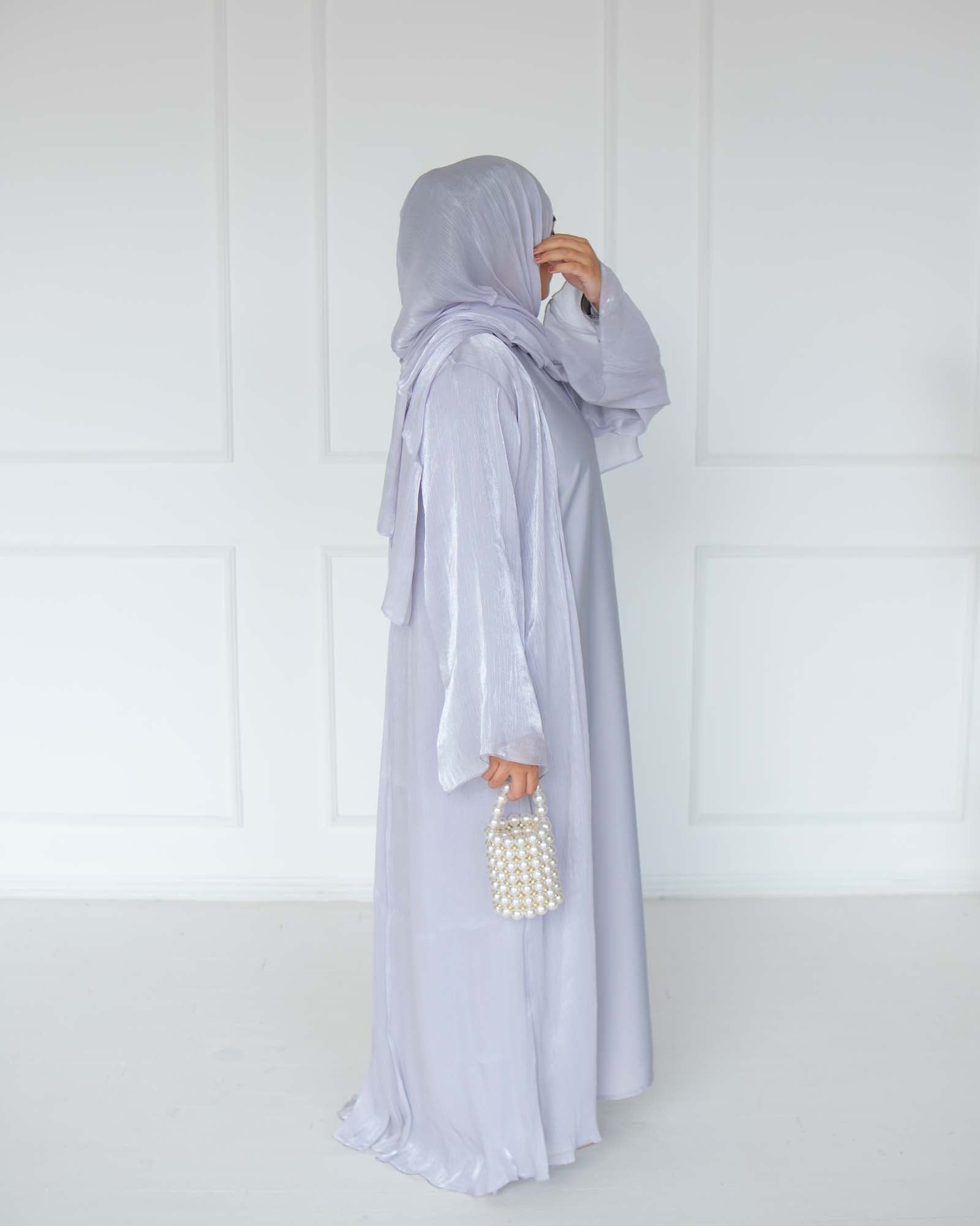 Reema Pale Lilac Princess Organza Abaya | occasion abayas | right view