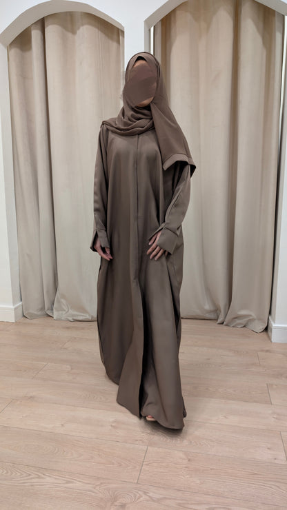 womens abaya yasmine mocha plain straight essential abayas full view