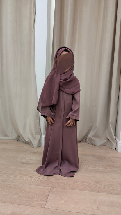 zeina junior girls dusty pink closed essential abaya | front view